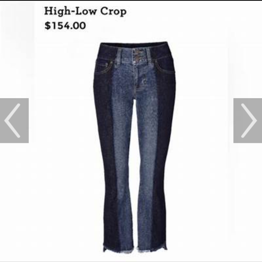 CAbi Two-Tone Ankle Jeans - Dark and Light Blue